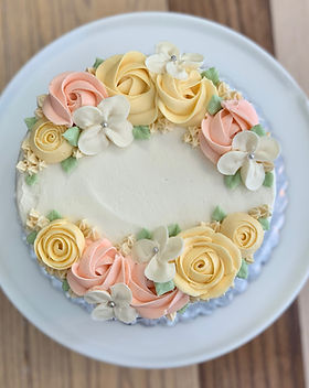 Double Floral Crescent Cake