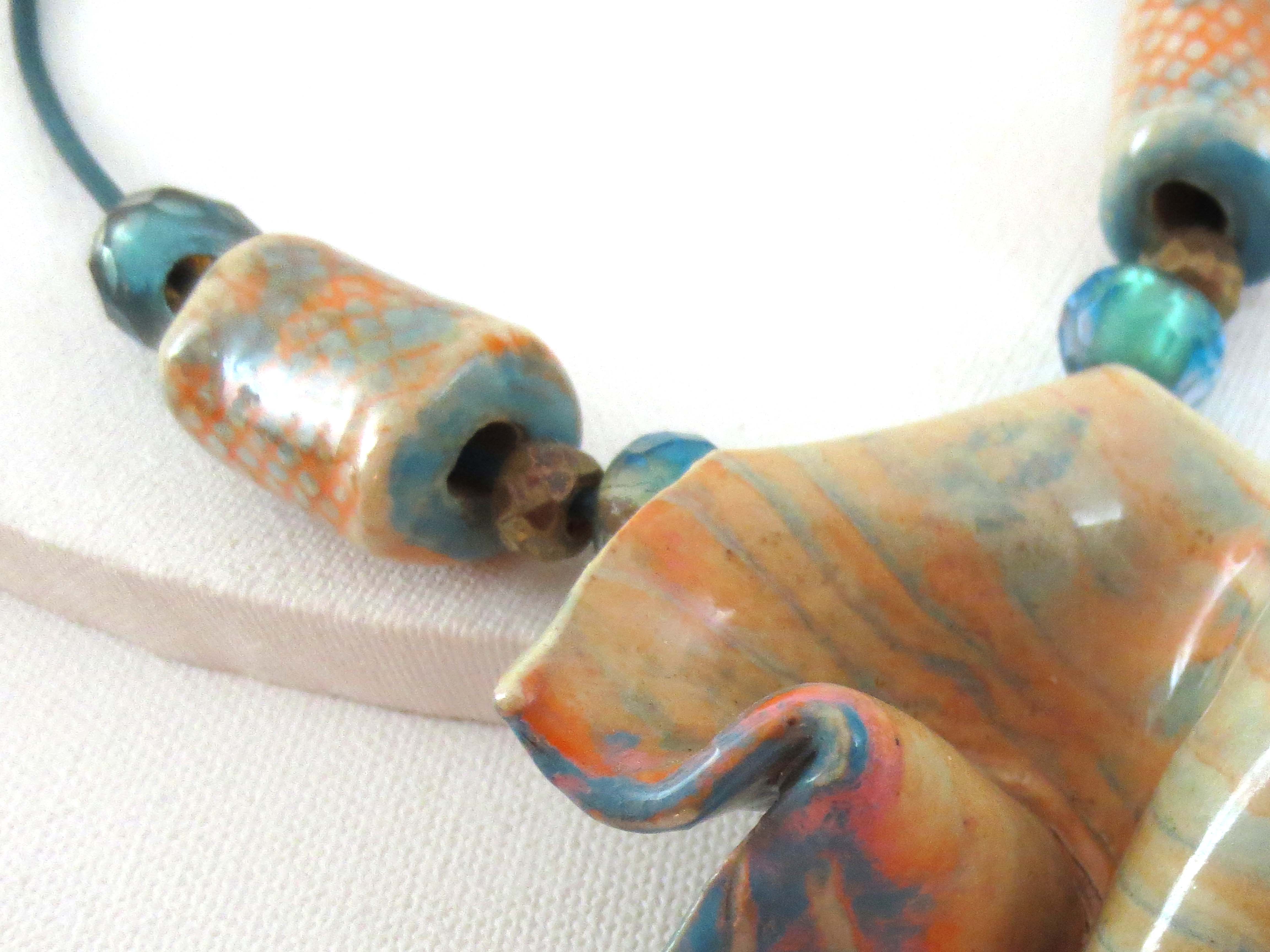 Turquoise & orange creme ceramic