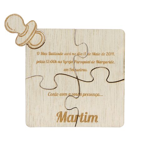 Puzzle Madeira Gravação laser - Batizado
