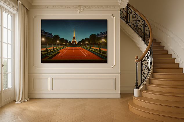 Julie Fratoni, artiste basée à Paris, explore l’art contemporain du tennis à travers des créations IA innovantes.