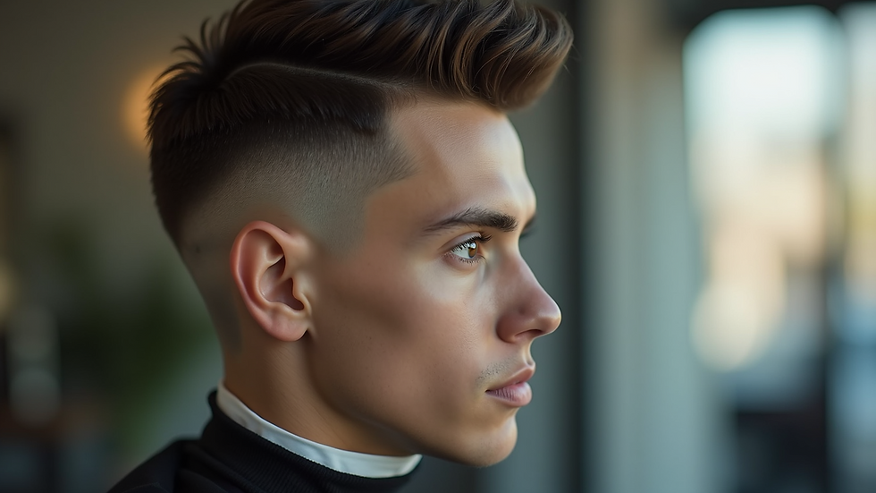 Close-up view of a stylish fade haircut