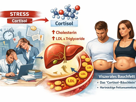 Chronischer Stress und Cortisol als Ursache für erhöhtes Cholesterin und viszerales Bauchfett
