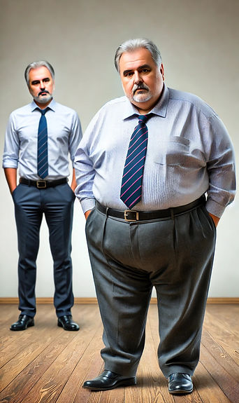 Mann mit metabolischem Syndrom, Diabetes, Bluthochdruck und Übergewicht