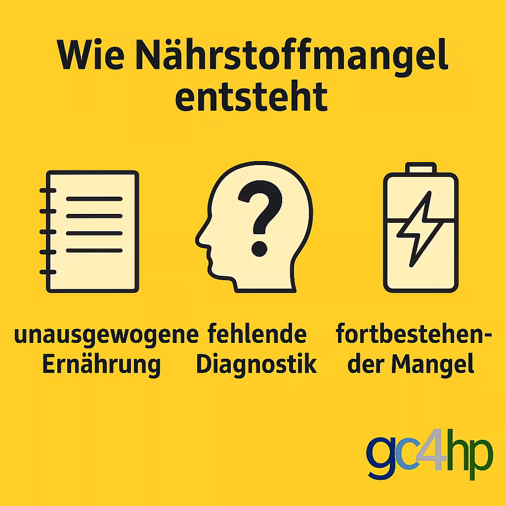 Infografik: unausgewogene Ernährung, fehlende Diagnostik und hoher Bedarf fürhren zu Nährstoffmangel 