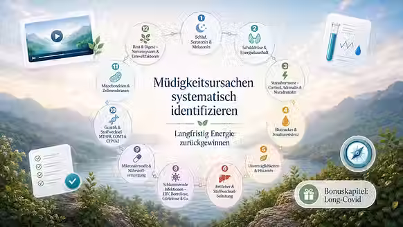 Häufige Ursachen von Müdigkeit trotz gesundem Lebensstil

Müdigkeit entsteht oft nicht durch fehlende Disziplin, sondern durch ein Zusammenspiel mehrerer körperlicher und mentaler Faktoren. Besonders bei leistungsorientierten Menschen werden Warnsignale häufig lange kompensiert.

Mögliche Ursachen können sein:

Dysregulierter Blutzucker: Energiehochs und -tiefs, Heißhunger, Nachmittagstiefs
Chronischer Stress: dauerhaft aktiviertes Nervensystem, schlechtere Regeneration
Schlafqualität statt Schlafdauer: acht Stunden Schlaf bedeuten nicht automatisch echte Erholung
Mikronährstoffmängel: zum Beispiel Eisen, Vitamin B12, Vitamin D, Magnesium oder Co-Faktoren des Energiestoffwechsels
Stille Entzündungsprozesse: unterschwellige Belastungen, die Energie binden können
Gestörter Energiestoffwechsel: wenn Zellen Energie nicht effizient bereitstellen oder nutzen
Verdauung und Darmgesundheit: Nährstoffaufnahme, Entzündung und Immunsystem hängen eng zusammen
Übertraining oder zu wenig Regeneration