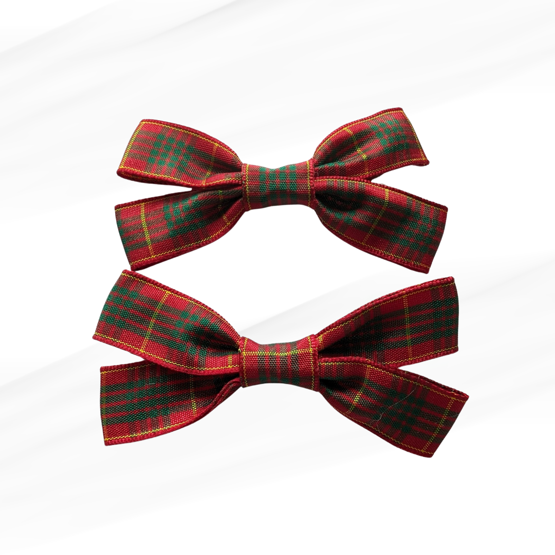 Red Tartan Small Hair Bows