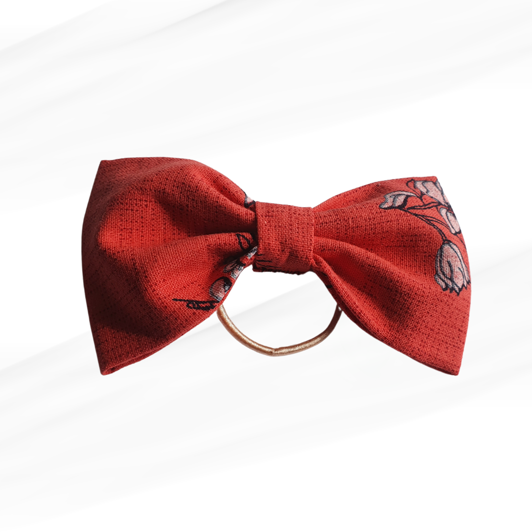 Coral Floral Hair Bow