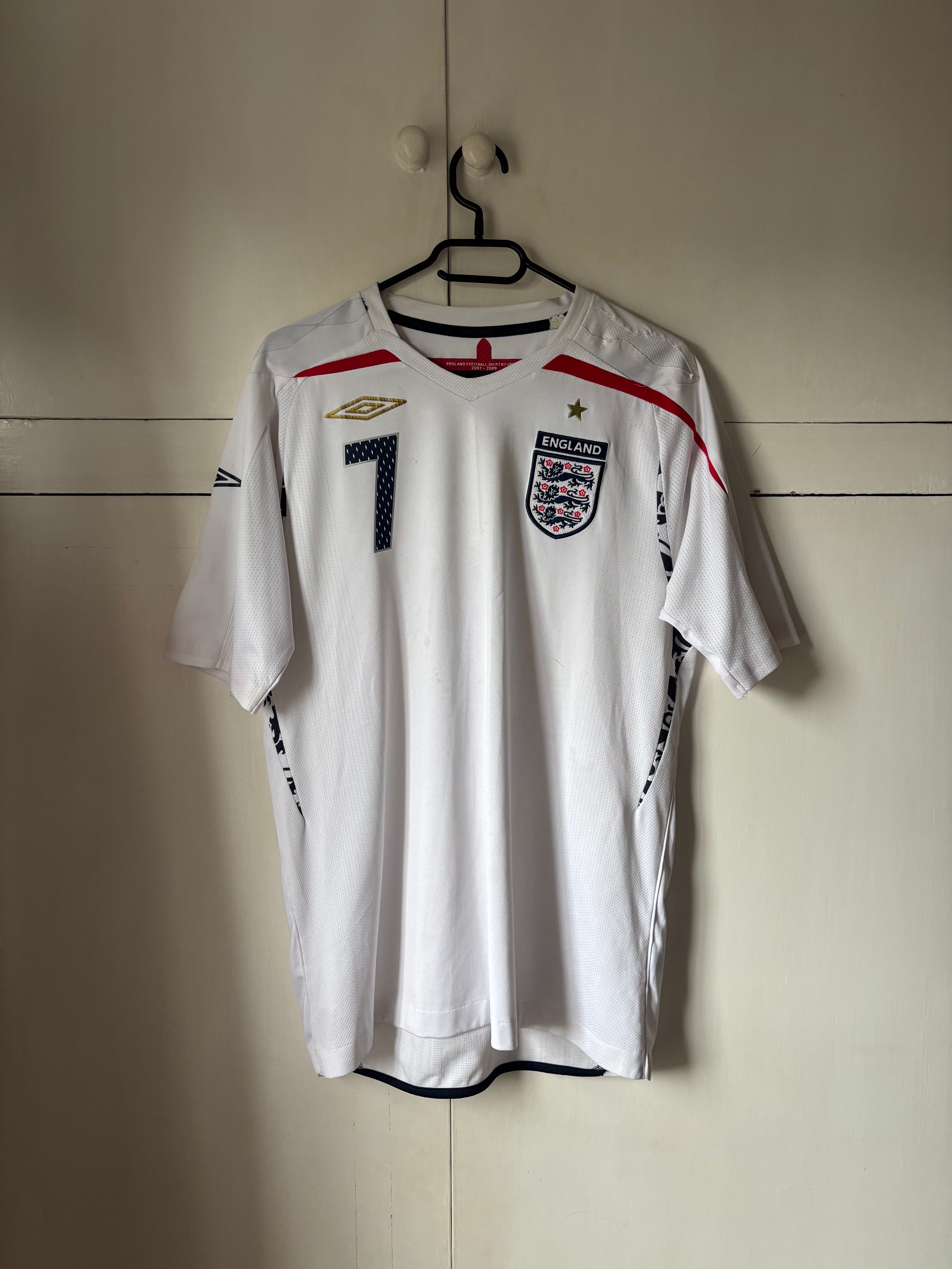 2007-09 England Home Shirt Beckham #7 (Very Good) M