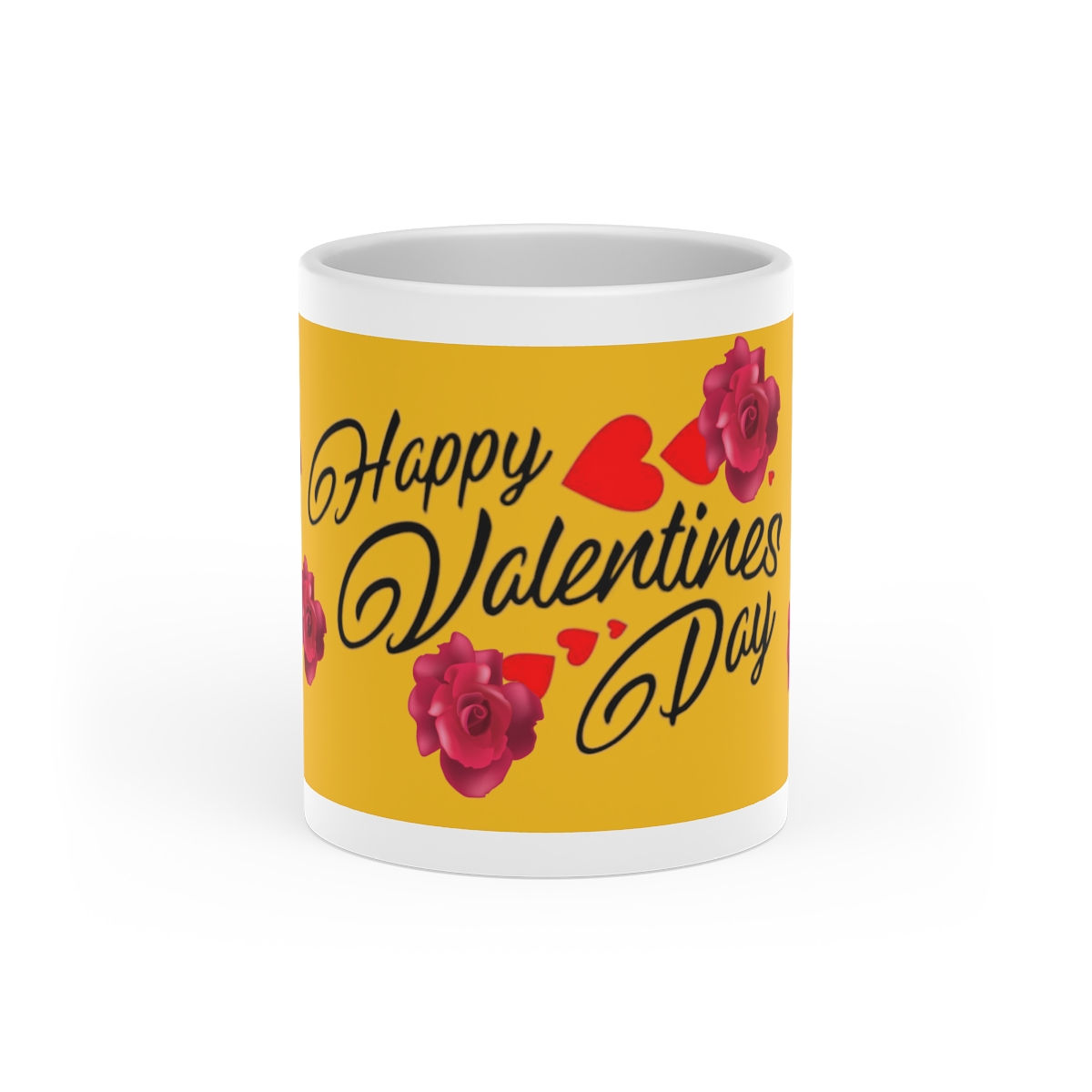Yellow Heart-Shaped Mug Valentines Coffee Cup
