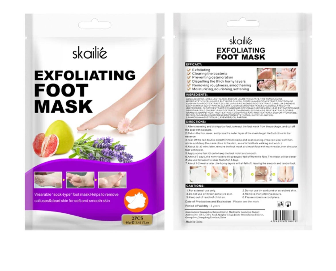 Moisturizing foot peel mask