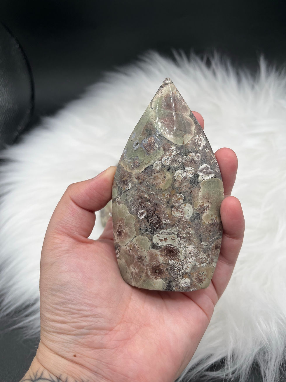 Thumbnail: Green flower Jasper teardrop 