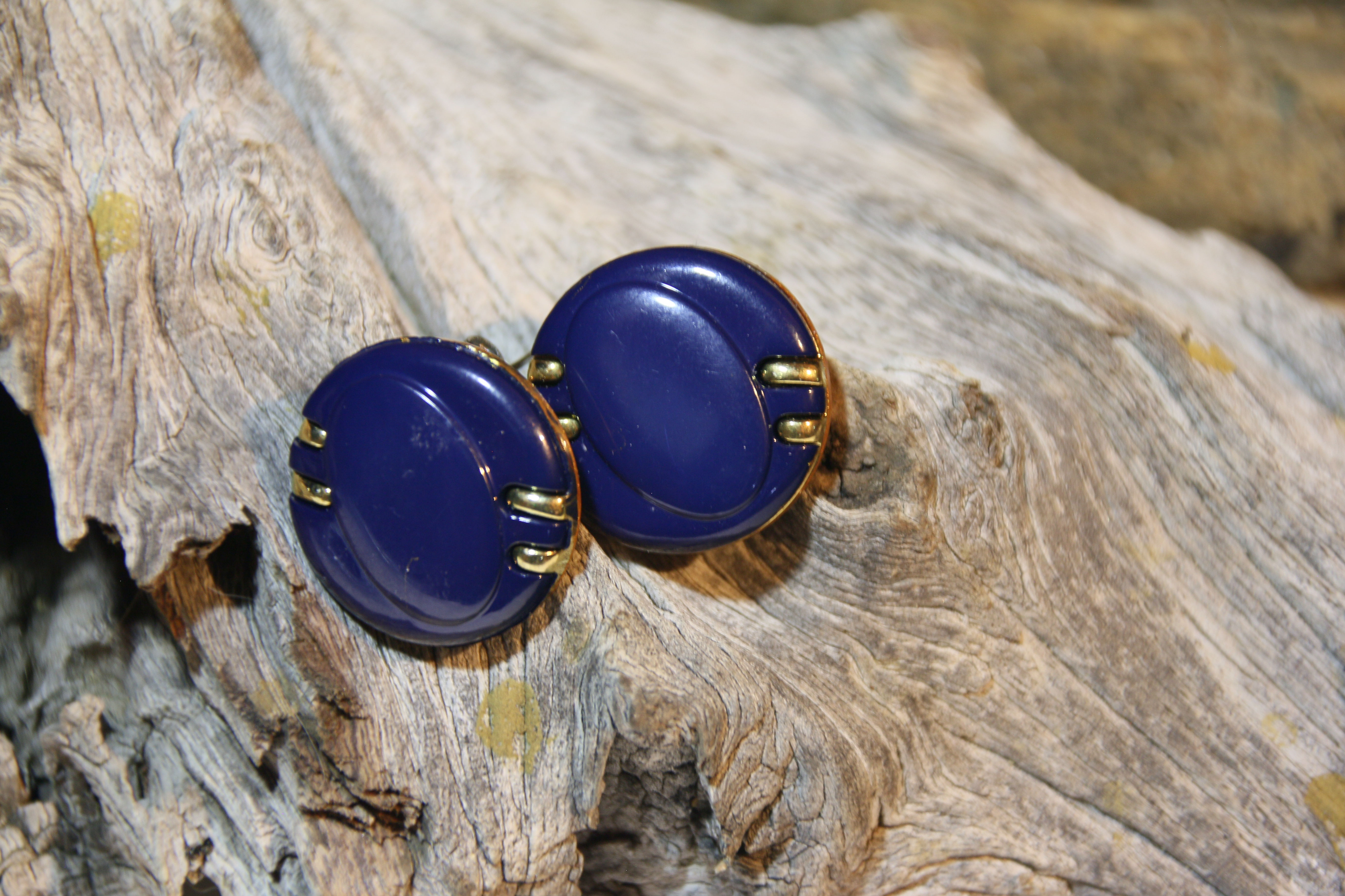 Blue Button Earring