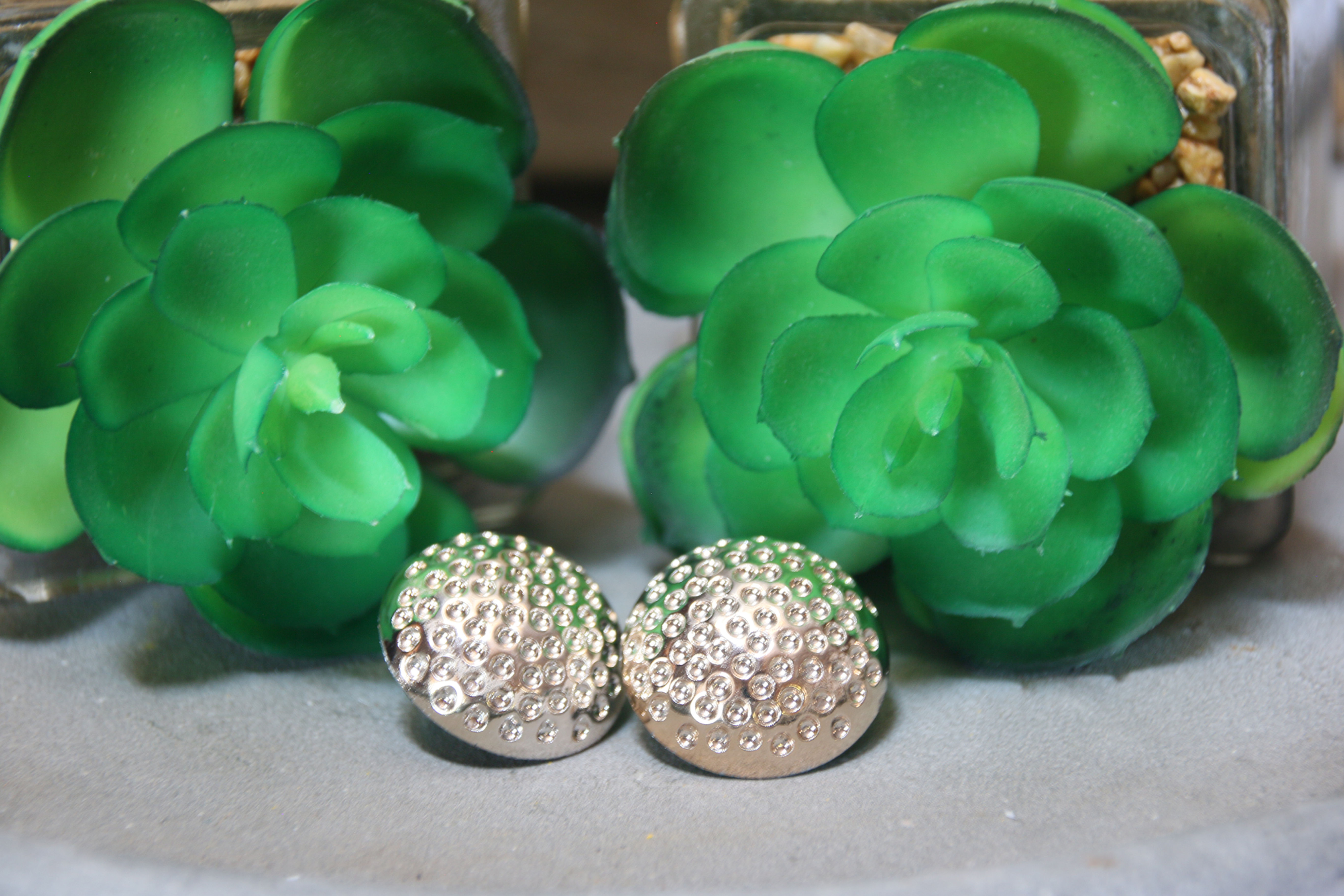Gold Button Earring