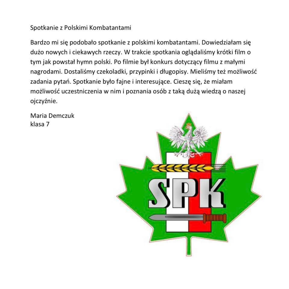 Refleksje naszych uczniów ze spotkania z kombatantami