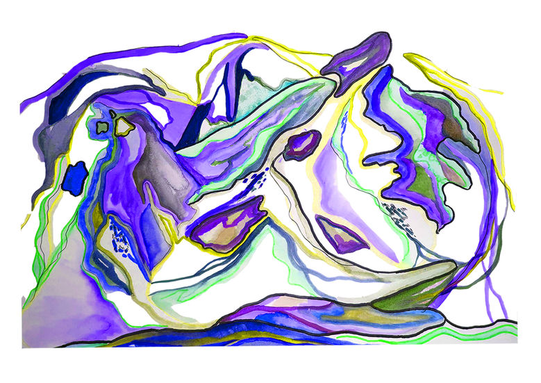 Monde minéral, aquarelles et feutres,  format A3, Paris, 2021
