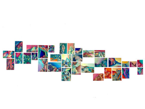 Perspectives croisées, Le Mourillon, 32 études de paysages, huile sur toile, 10 x 8 cm, 15 x 10 cm, 13 x 18 cm, Marseille, 2024