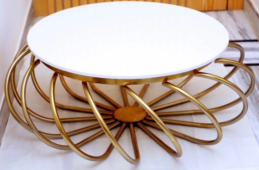 Thumbnail:  Spiral Round Mesh Nesting Table With Stainless steel