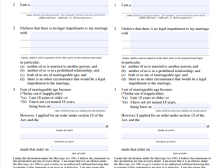 What documents do we need to sign/lodge in order to get married
