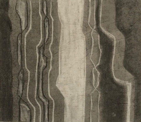 Charcoal drawing with scratched surface