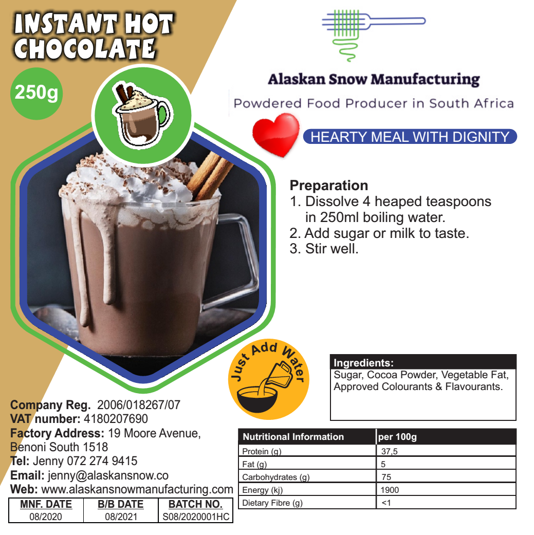 Polvo de chocolate caliente sin sabor