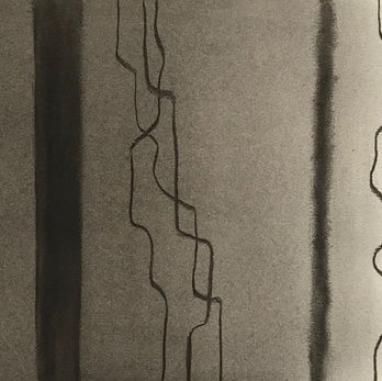 Charcoal drawing with dark band on left