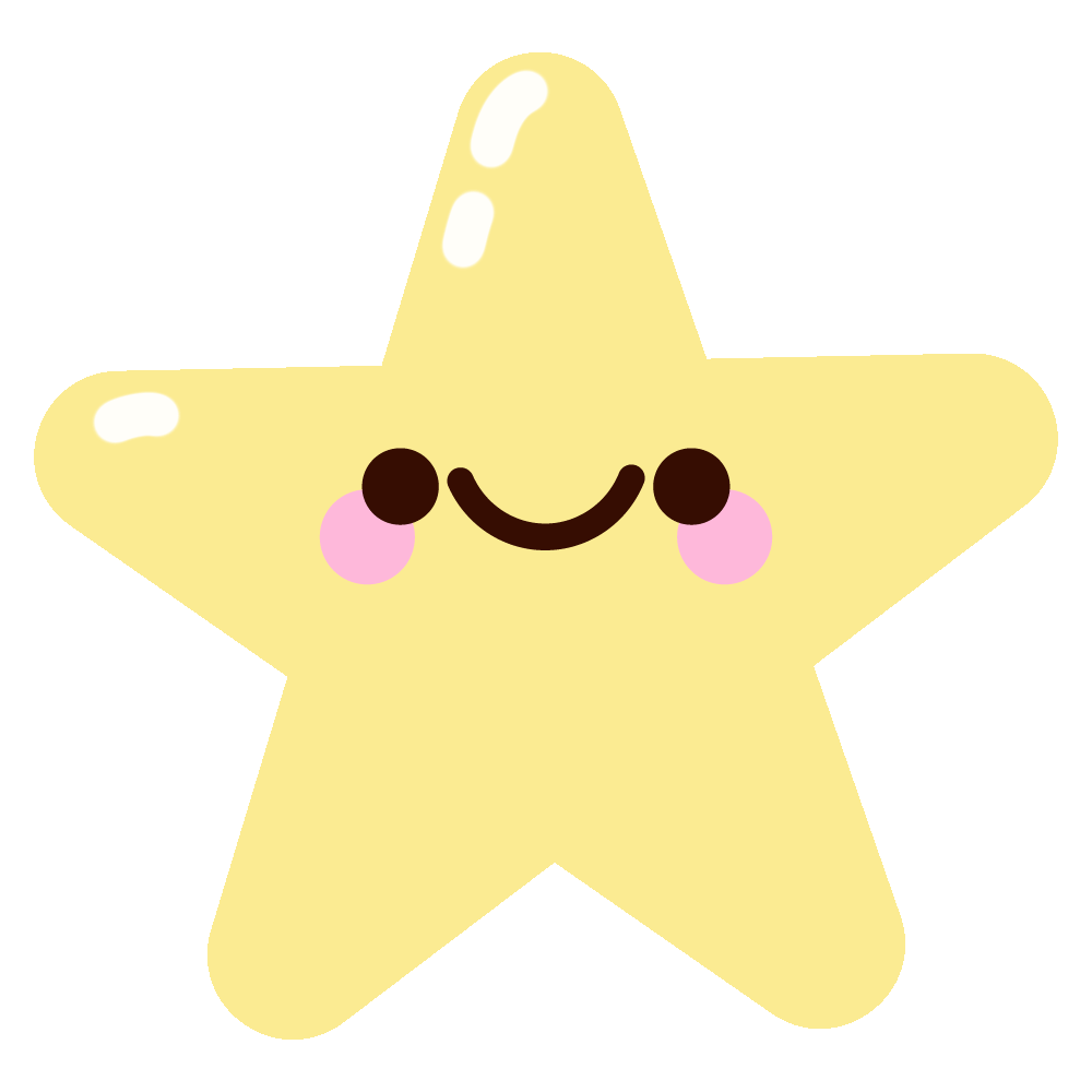 Animated kawaii star with a happy face blinking – Boop It Design blog icon