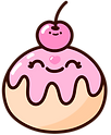 Smiling kawaii cupcake with pink icing and cherry on top