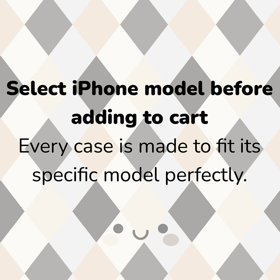 Thumbnail: Select iPhone model before adding to cart product information image for Happy Harlequin Mocha case