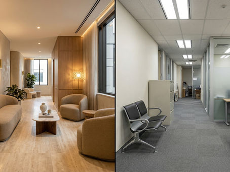 Two contrasting luxury interior spaces showing the difference between brand-integrated and generic design — Ironwood Solutions, Riyadh