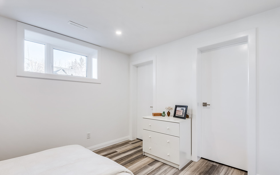 Vadiba Interior Design, Calgary Interior Designer, Renovation, White Walls, Basement Renovation, Simple Thoughtful Design, Modern Design, LVP, Clean Design, White Modern Design, New Window