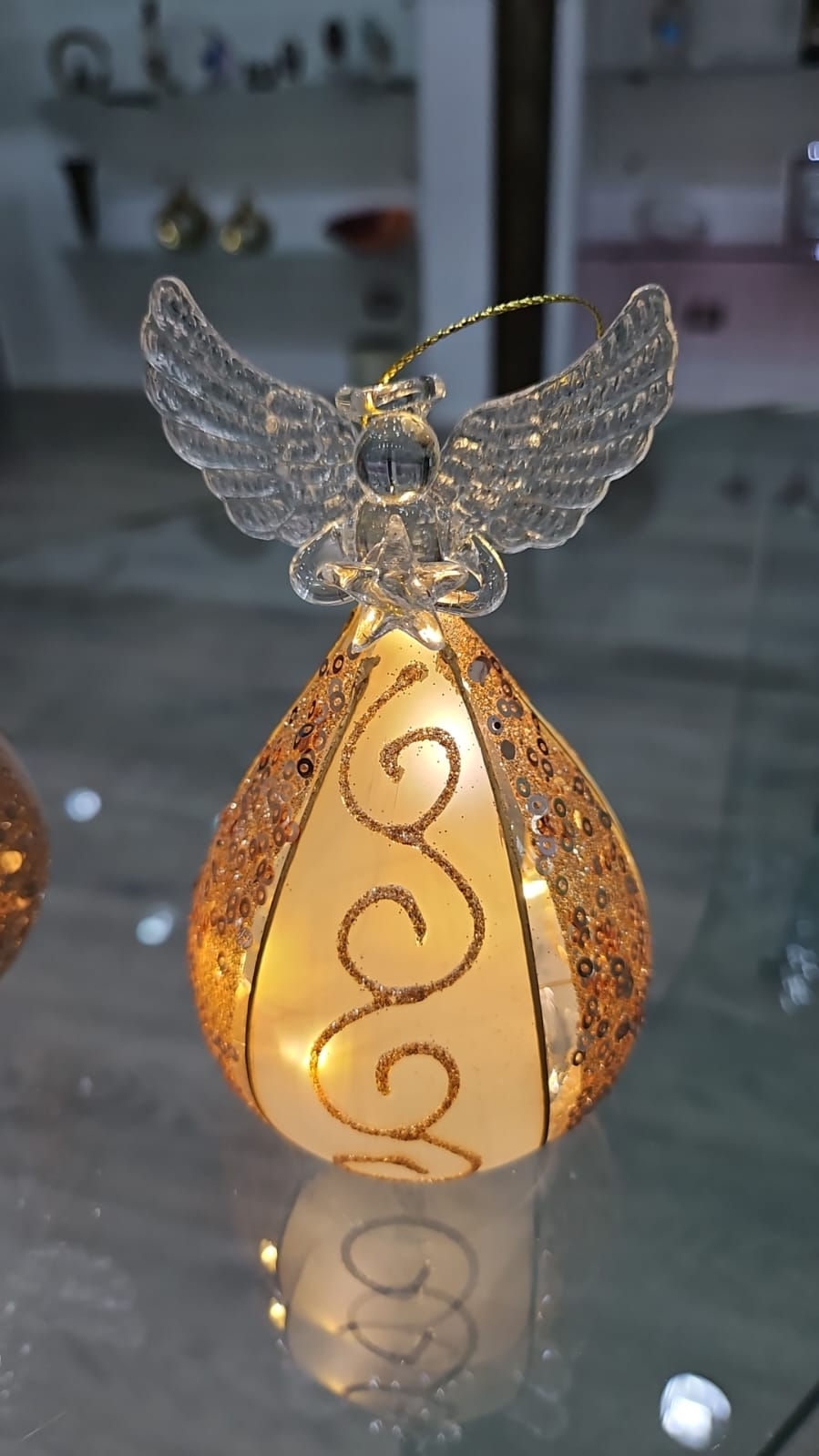 Miniatura: Angelo vetro murano tondo bronzo medio c/luce