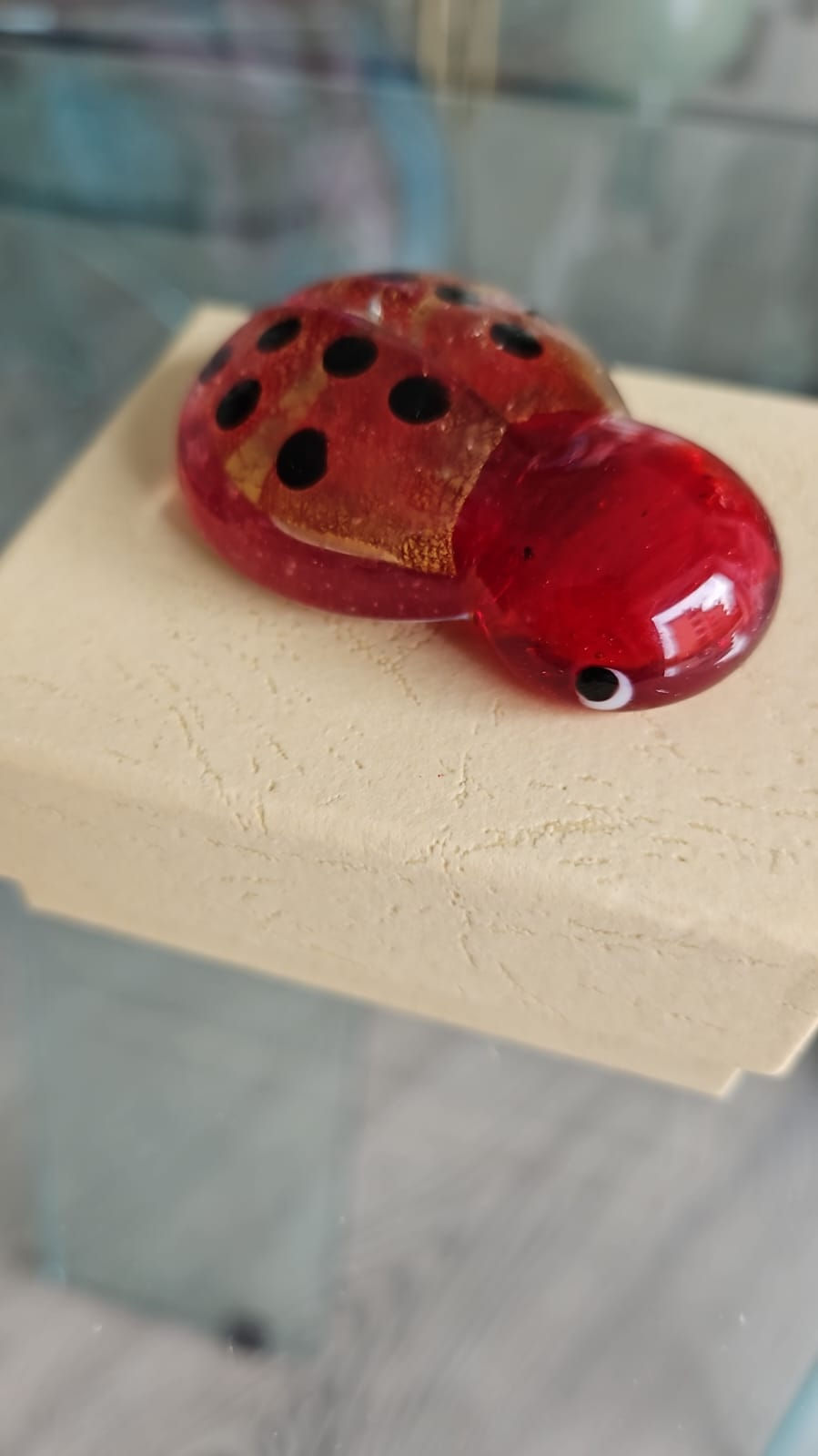 Miniatura: Coccinella vetro murano Foglia Oro