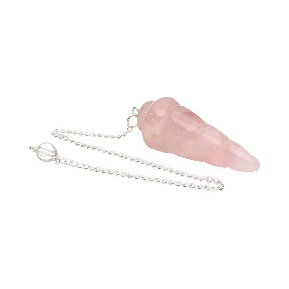 Miniature : Pendule spiralé en quartz rose