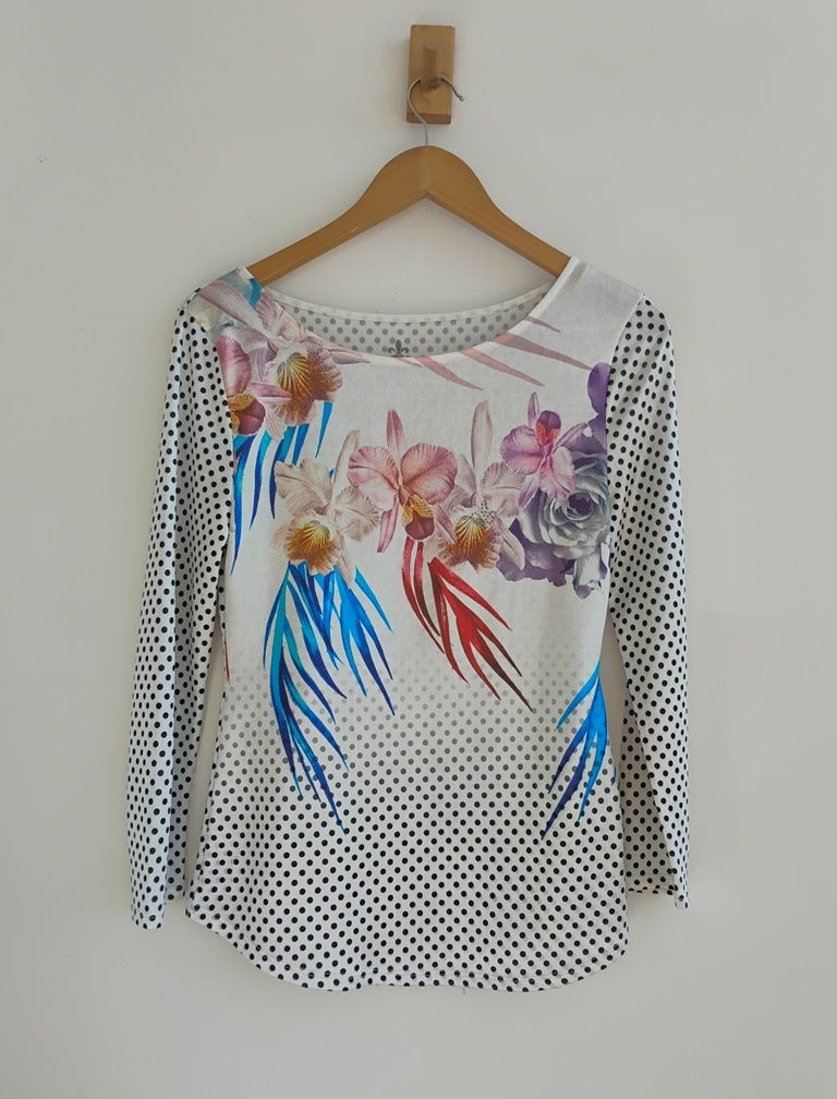 Blusa de manga longa floral com poás Dudalina - P