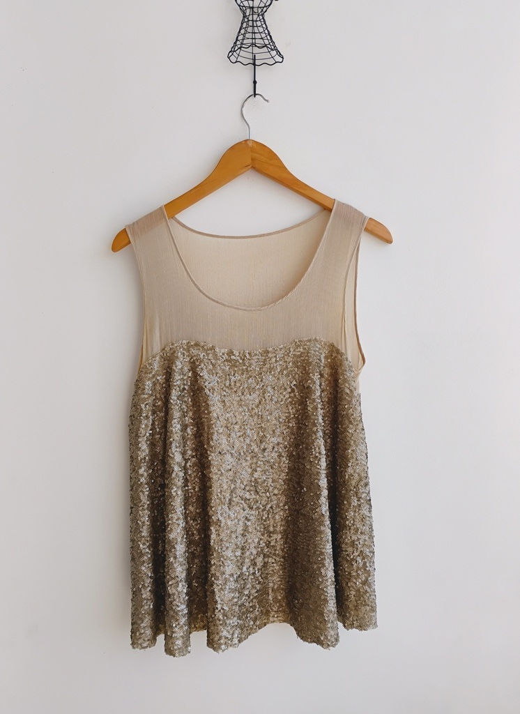 Blusa sem mangas com paetês bege Richards - G