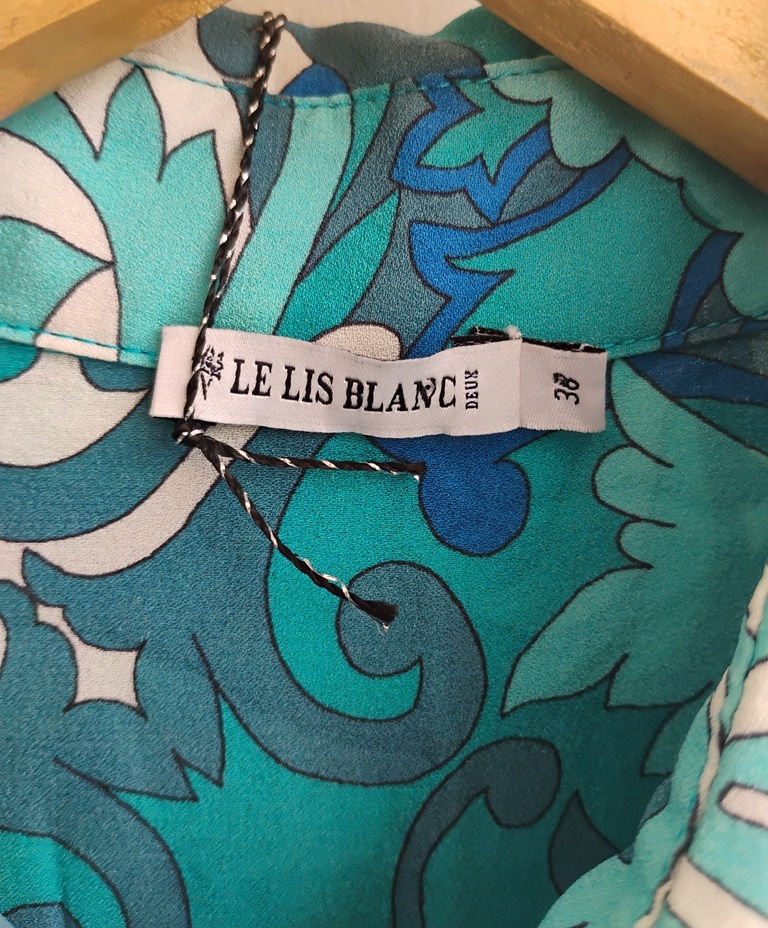 Miniatura: Camisa de seda arabescos turquesa Le Lis Blanc - 38