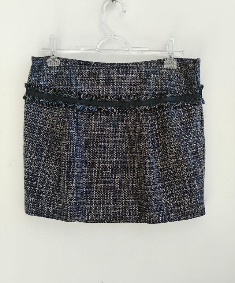 Saia curta em tweed mesclado azul-marinho Bobstore - 38