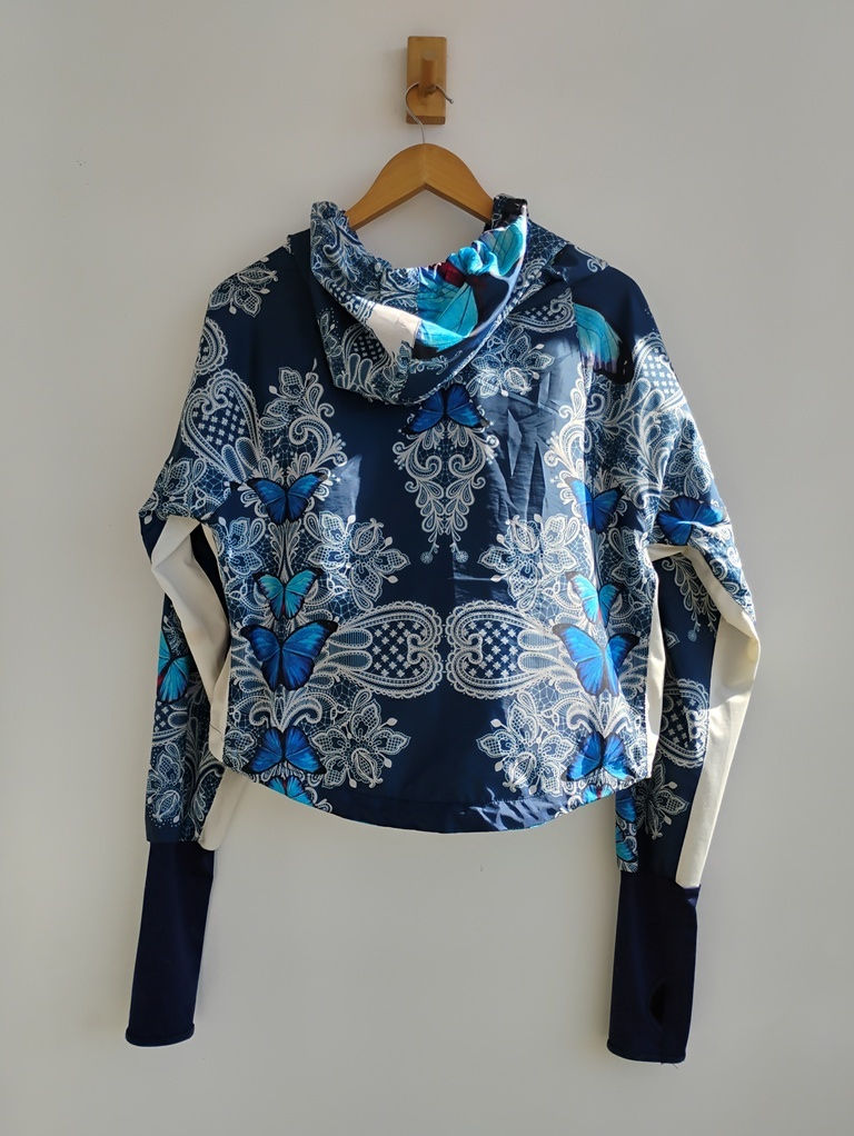 Miniatura: Jaqueta corta-vento azul borboletas Adidas Farm Xô Água - M