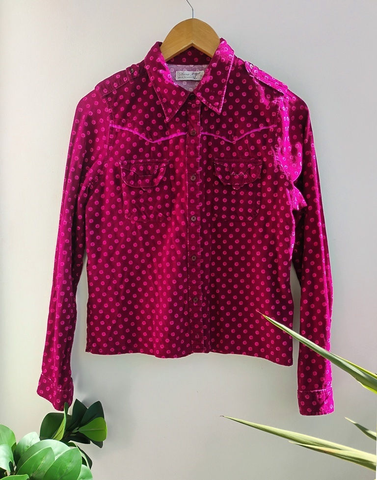 Camisa de veludo bordô floral Scene - P