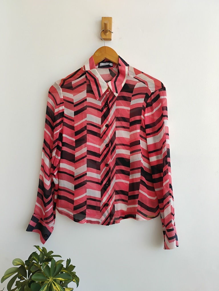 Camisa de seda estampa geométrica Rosa Chá - P