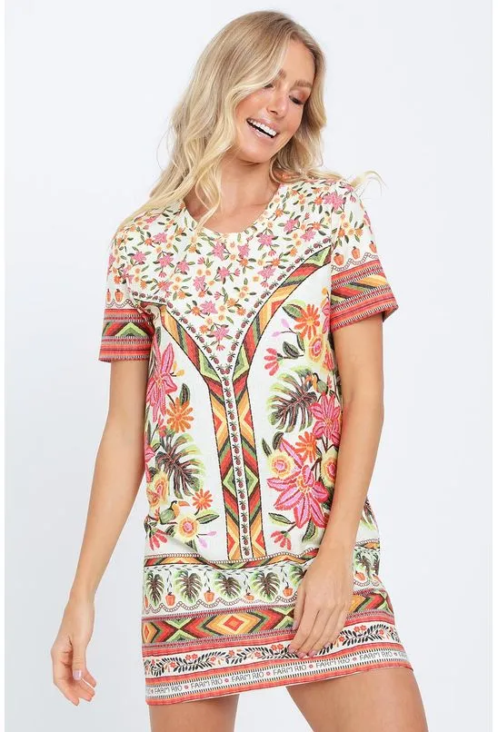 Vestido tipo t-shirt floral Paraíso de Fruta Farm - P