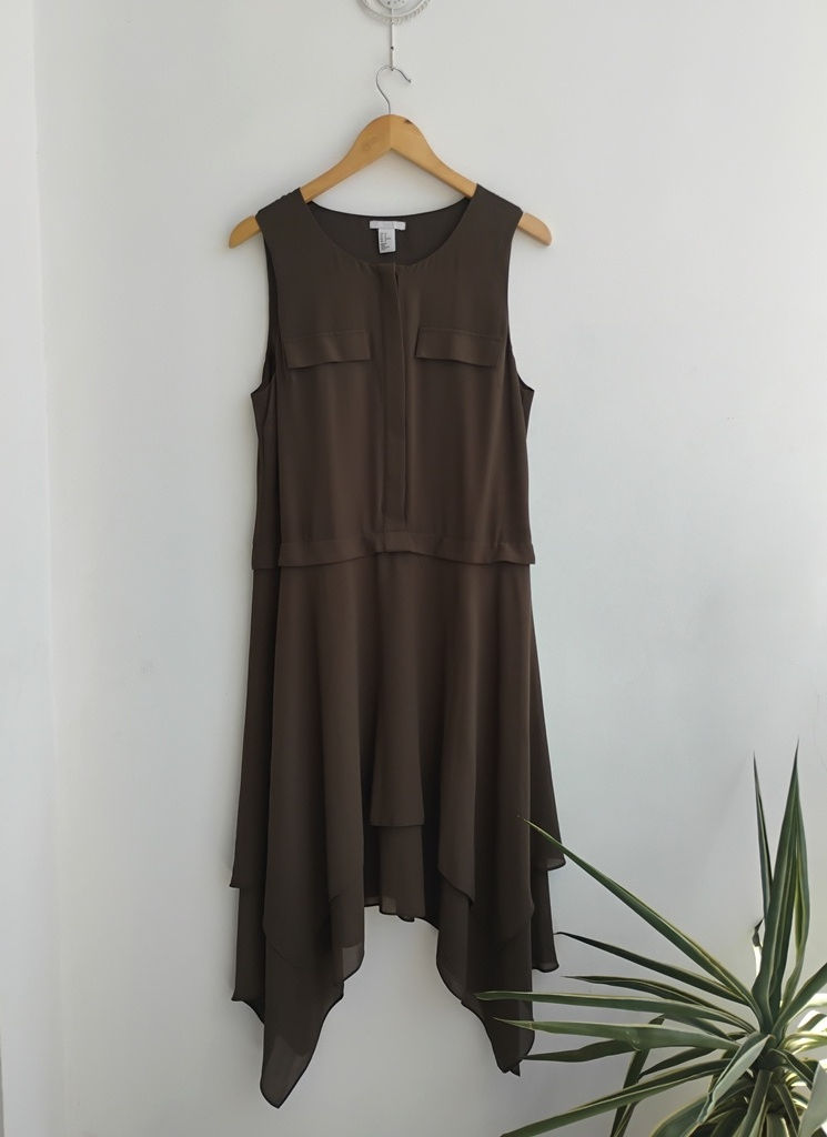 Vestido de barra em pontas oliva H&M - 42