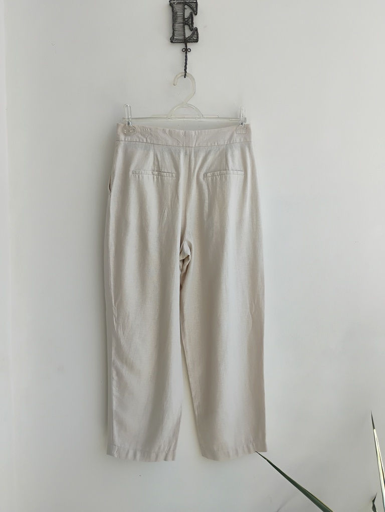 Miniaturbild: Calça em viscolinho bege claro Zara - PP
