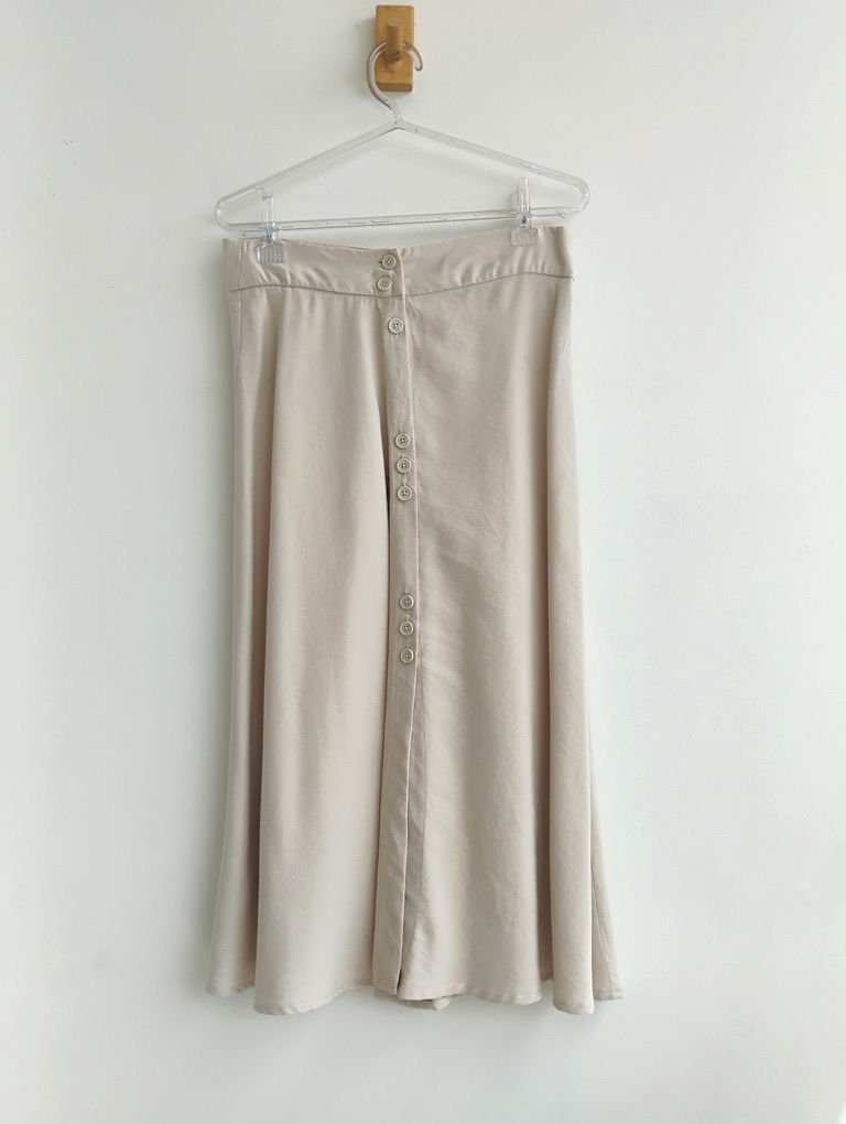 Saia midi bege abotoada Mango - M