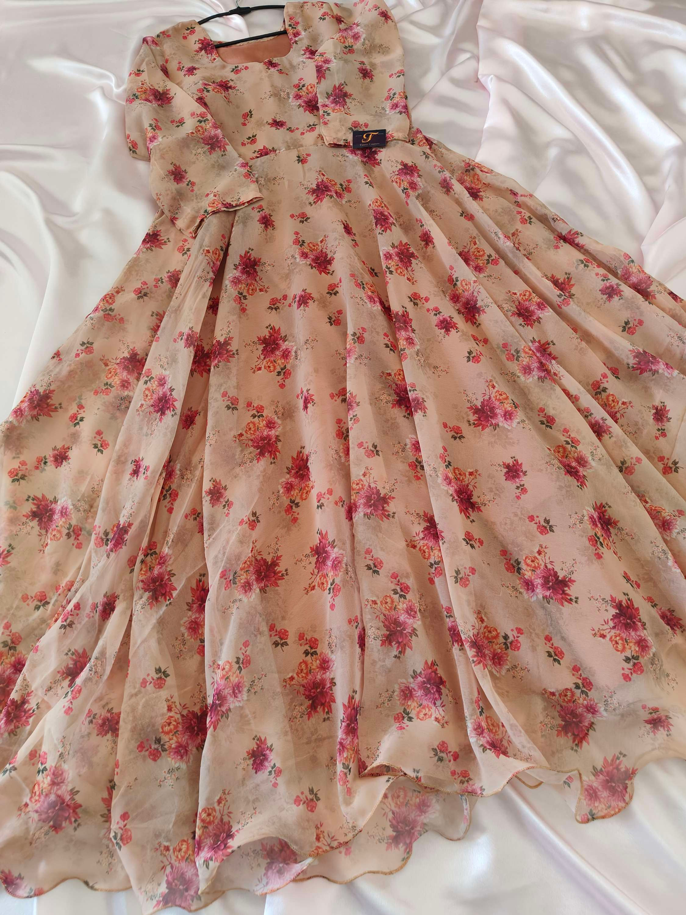 Flairy floral georgette anarkali kurti