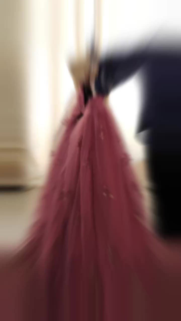 Thumbnail: Rosewood color corset top with flairy skirt