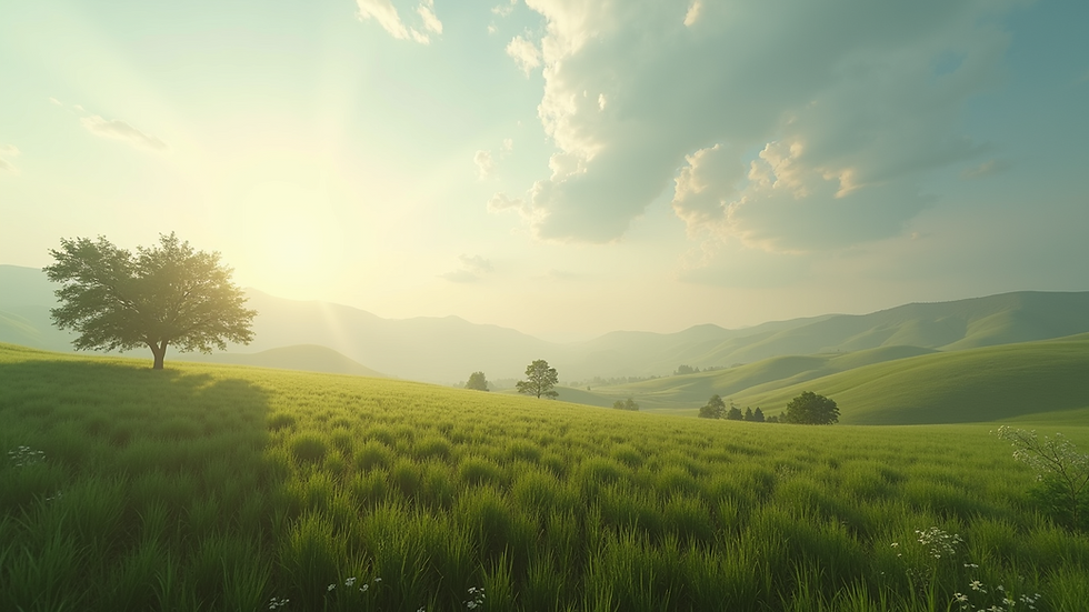 Wide angle view of a serene landscape representing a peaceful decision-making environment