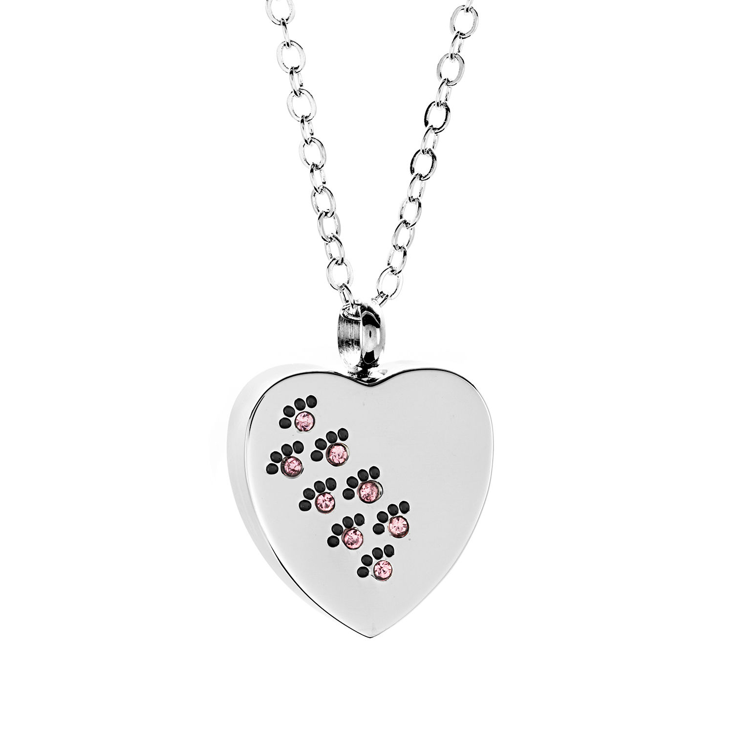 Paw Prints On My Heart Necklace with Faux Light Rose Diamonds