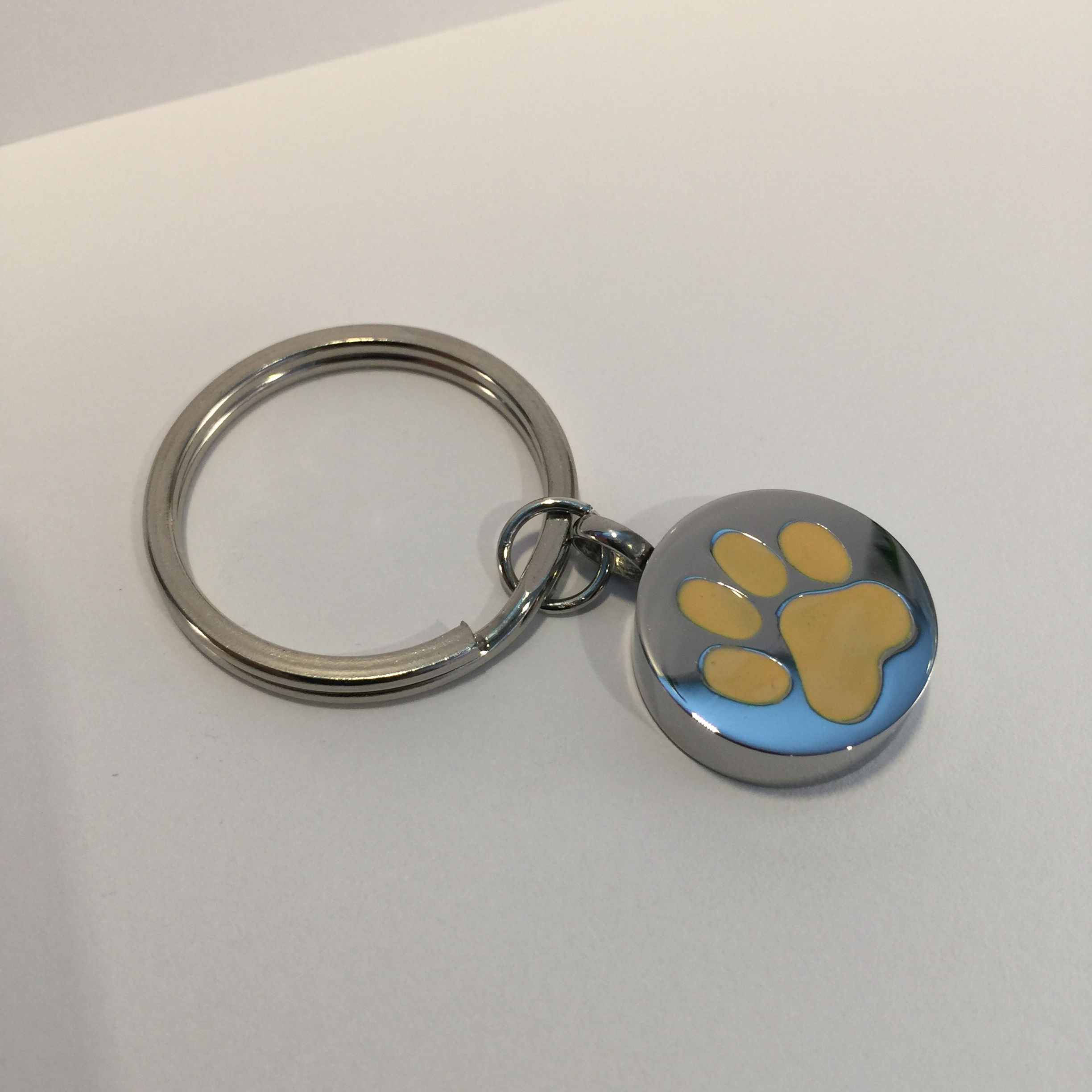 Golden Paw Print Pendant Key Ring