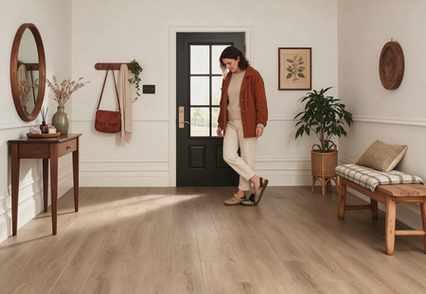 Close-up of natural wood grain texture on Zawn Oak SPC flooring